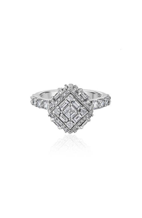 Clarity Dimensional Halo Diamond Ring in White Gold/Diamond