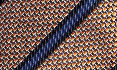 Shop Zegna Ties Paglie Stripe Silk Tie In Orange/blue