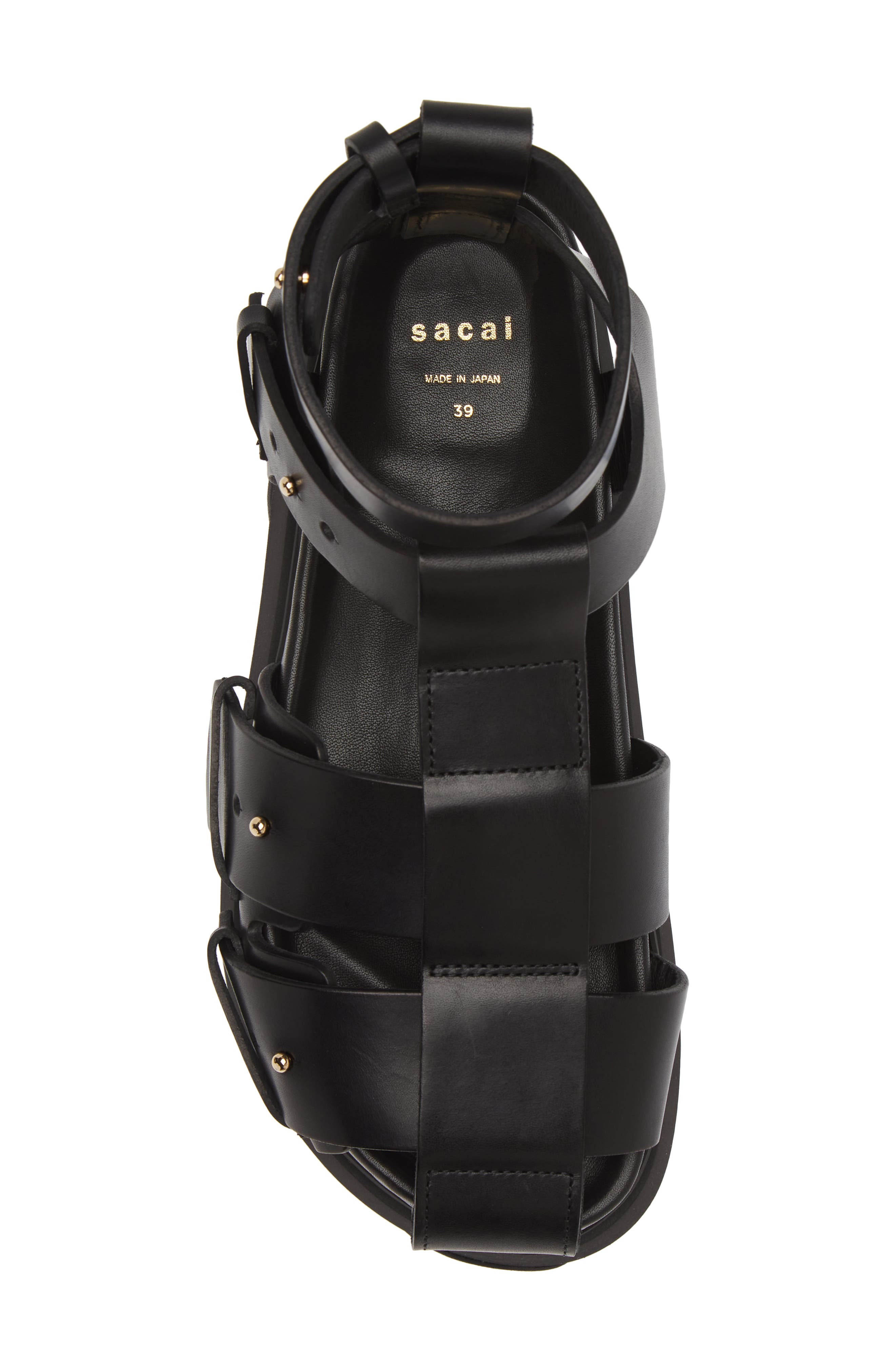 Sacai Platform Ankle Strap Fisherman Sandal in Black | Smart Closet