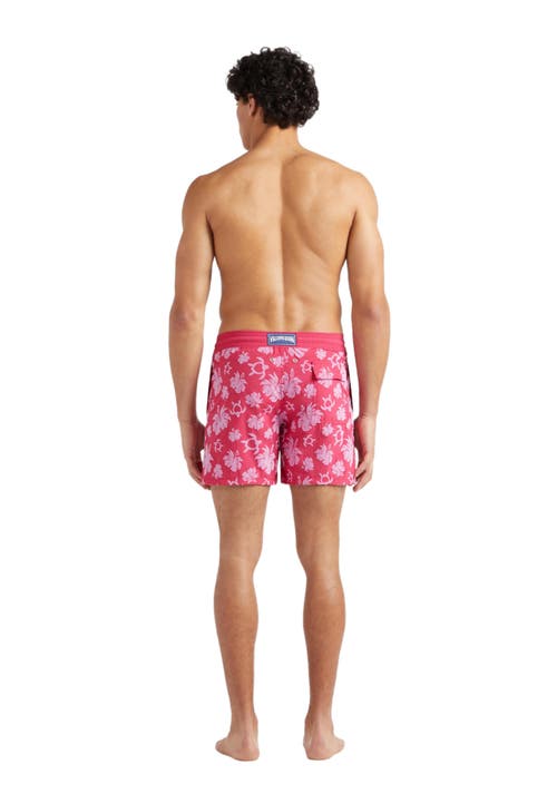 Vilebrequin Turtle Heart Flocked Swim Shorts In Groseille