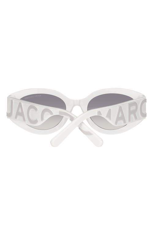 Shop Marc Jacobs 54mm Round Sunglasses In White Grey/grey Silver