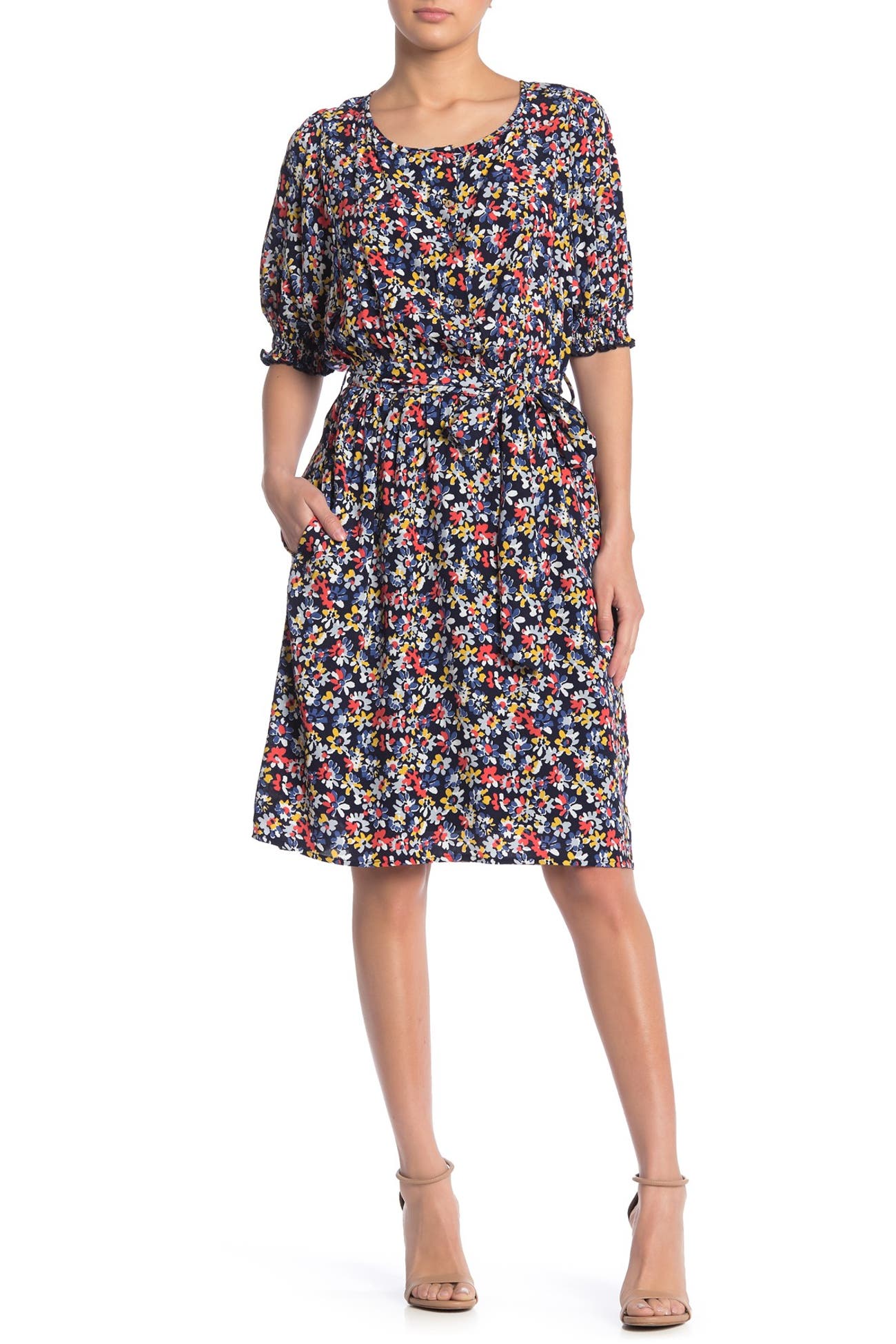 MELLODAY | Short Sleeve Floral Print Dress | Nordstrom Rack
