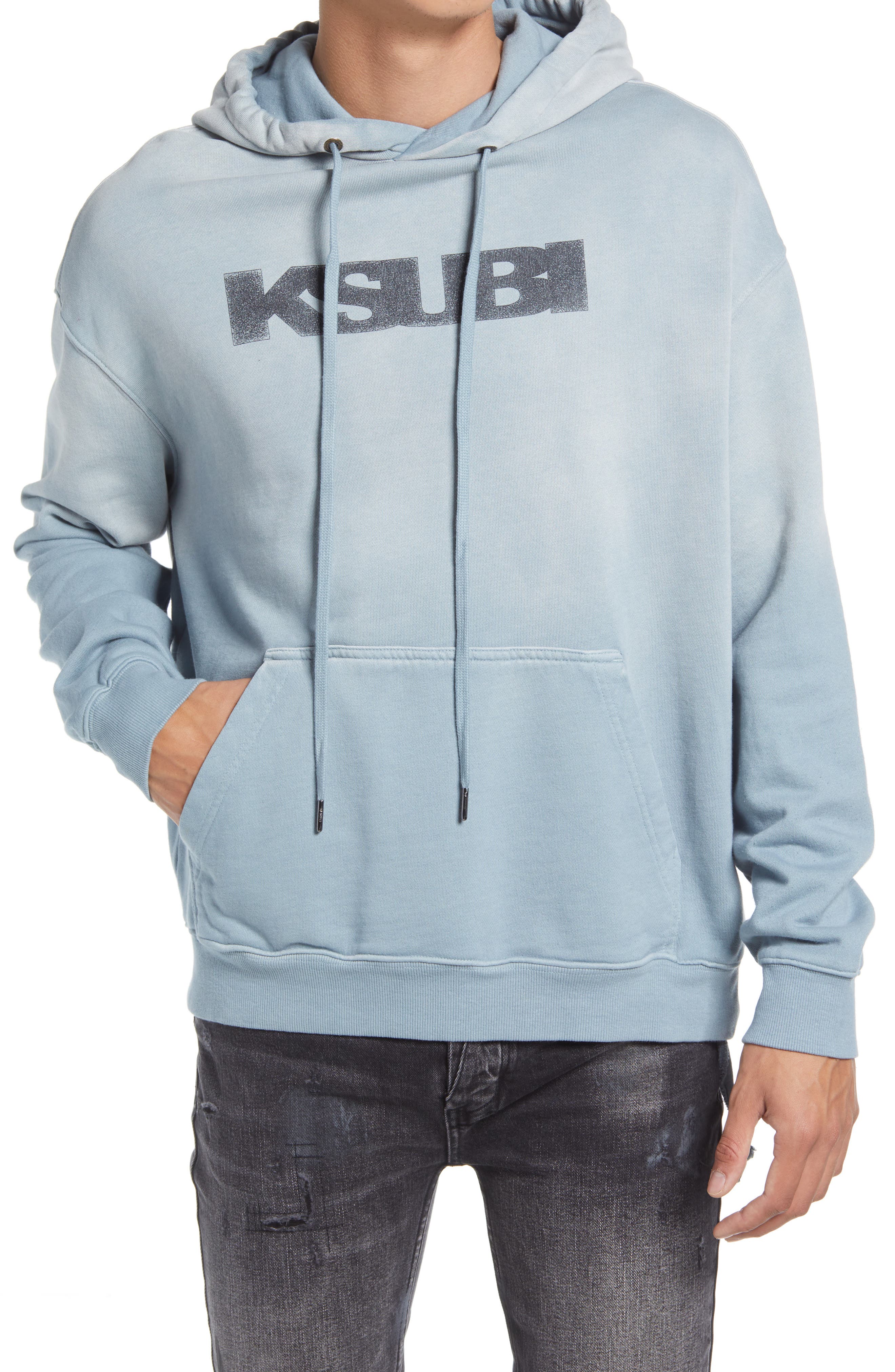Ksubi Sign of the Times Biggie Cotton Fleece Graphic Hoodie in Blue at Nordstrom, Size X-Large