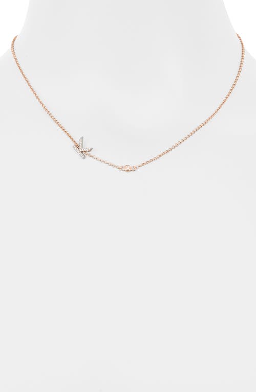Meshmerise Bezel Diamond Initial Chain Necklace In Rose-k