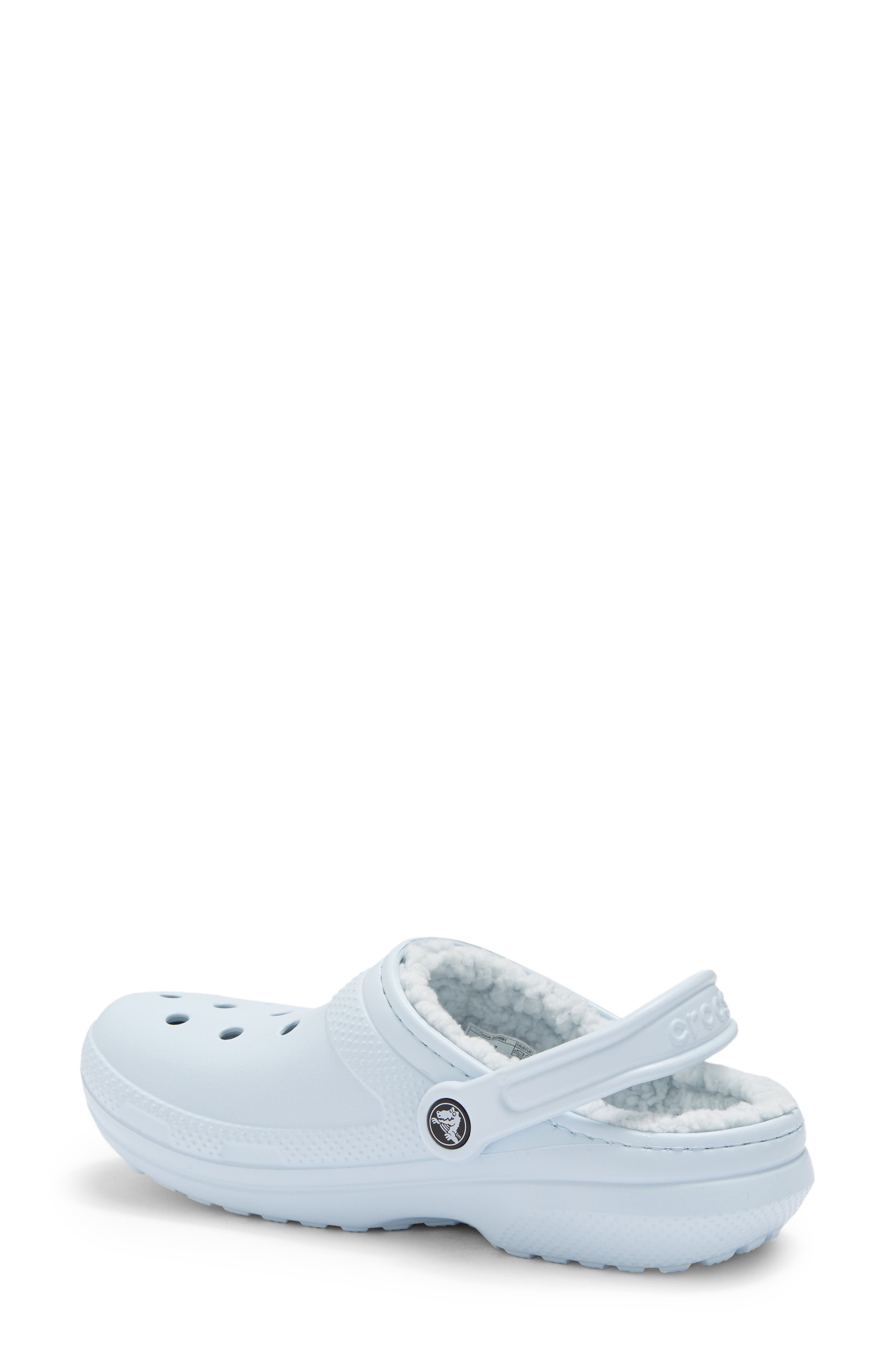 lined light blue crocs
