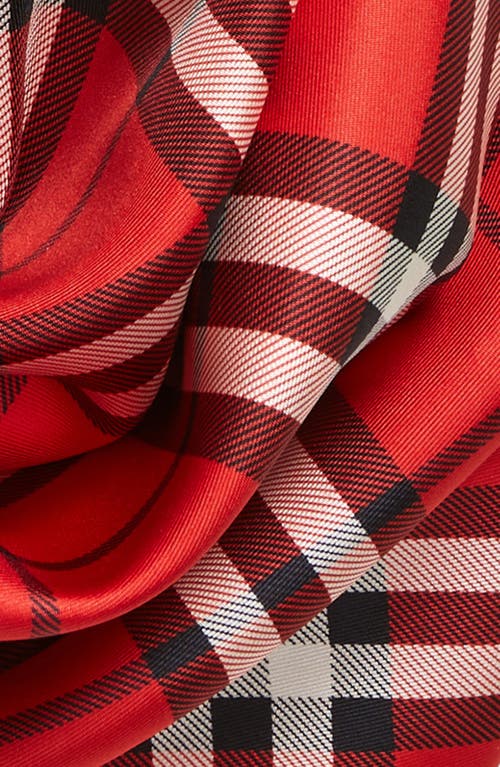 Shop Burberry Medium Check Square Silk Scarf In Scarlett