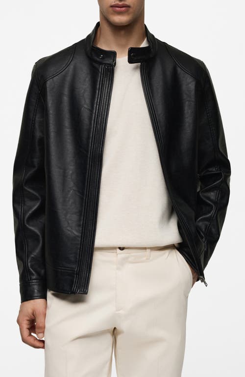 MANGO MANGO FAUX LEATHER ZIP JACKET 