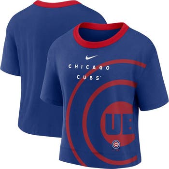 Women's Nike Silver/Royal Chicago Cubs Slub Performance V-Neck Boxy T-Shirt