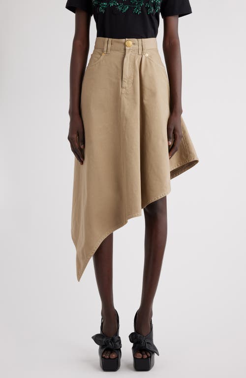 Shop Balmain Asymmetric Cotton Canvas Skirt In 0fk Beige