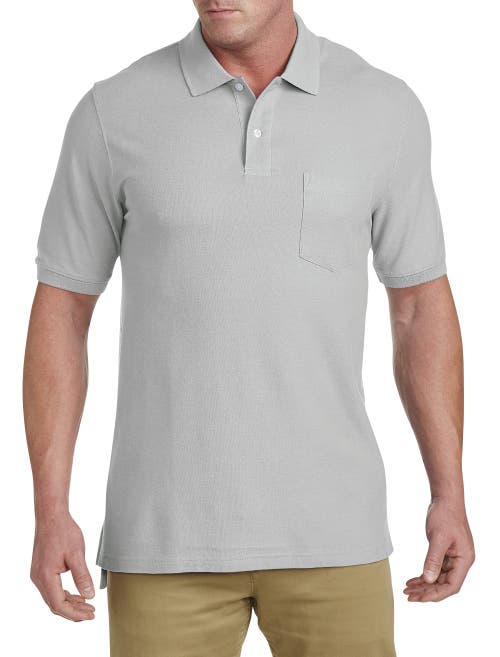 Harbor Bay By Dxl Big & Tall Pocket Piqué Polo Shirt In Drizzle