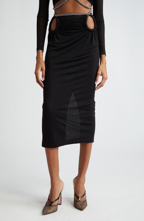 Barbell Rope Jersey Midi Skirt in Black