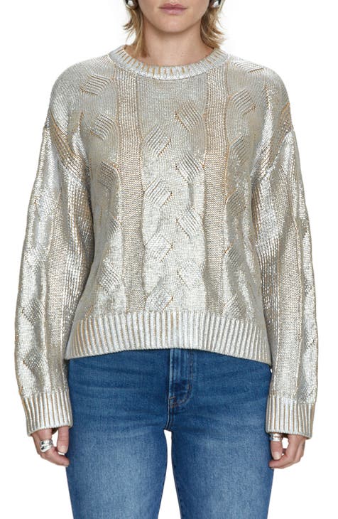 Plus size silver hot sale metallic sweater