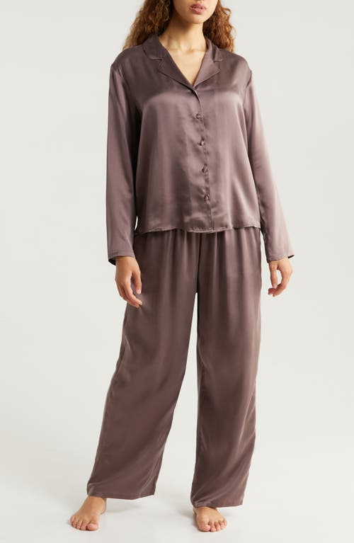 Shop Nordstrom Washable Matte Silk Pajamas In Grey Plum