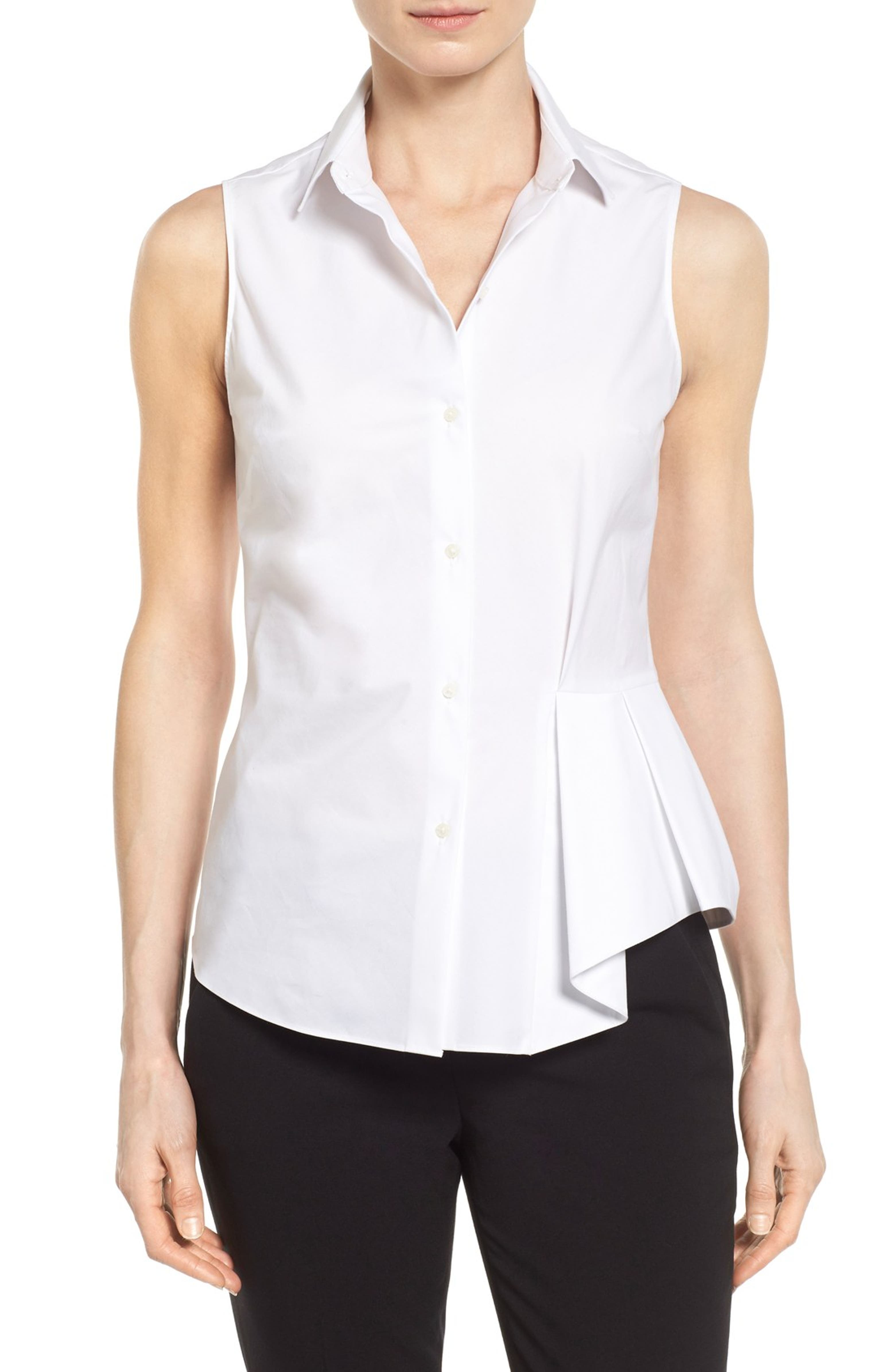 Ellen Tracy Side Pleat Sleeveless Shirt (Regular & Petite) | Nordstrom