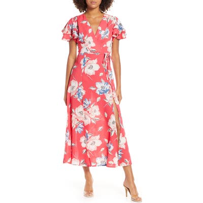 French Connection Cari Floral Flounce Sleeve Crepe Maxi Dress