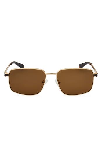 Shop Kenneth Cole 58mm Pilot Sunglasses In Gold/brown