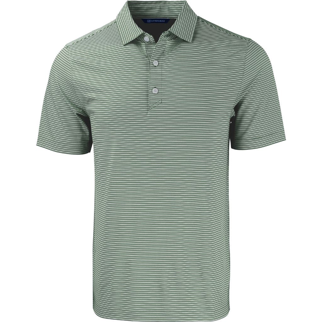 Cutter & Buck Double Stripe Performance Recycled Polyester Polo In Hunter/white