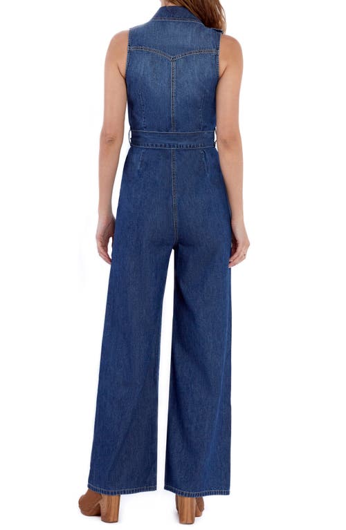 Wash Lab Denim Camp Tie Belt Denim Jumpsuit In Camp Blue