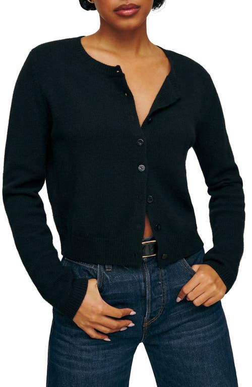 Shop Reformation Clara Cashmere & Wool Crew Cardigan In Black