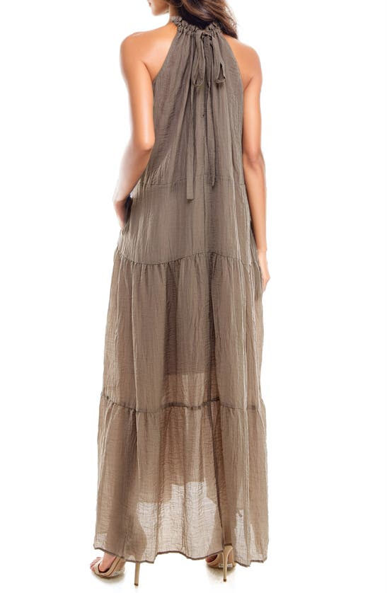 Shop Socialite Sleeveless Tiered Maxi Dress In Taupe