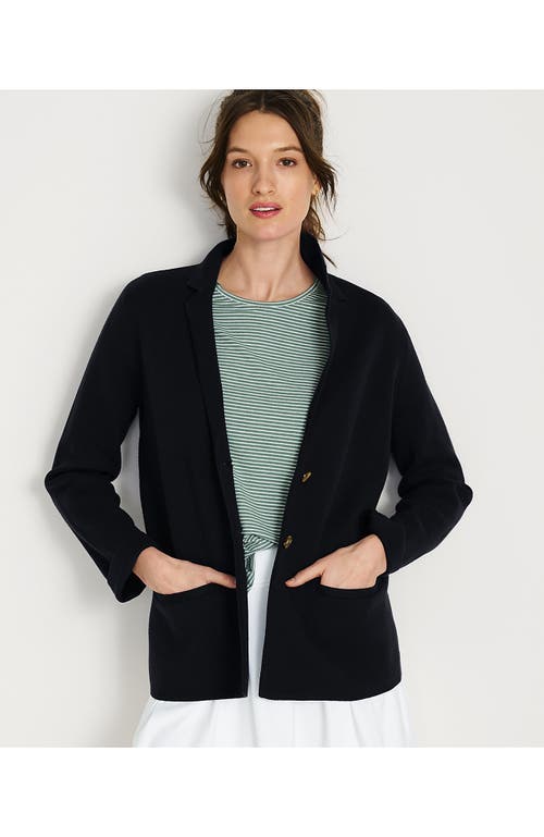 Shop Lands' End Fine Gauge Cotton Button Front Blazer Sweater In Black