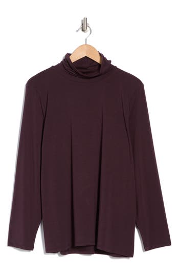 Eileen Fisher Scrunch Turtleneck Top In Cassis