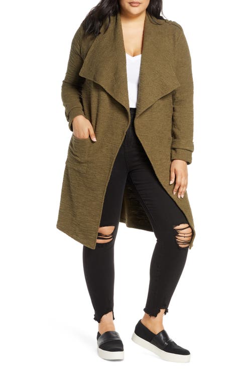 BB Dakota Revolution Drapey Bouclé Trench Coat (Plus Size)