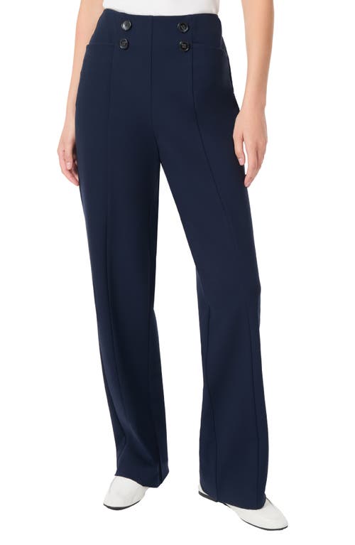 Shop Jones New York Button Detail High Waist Sailor Pants In Pacific Navy