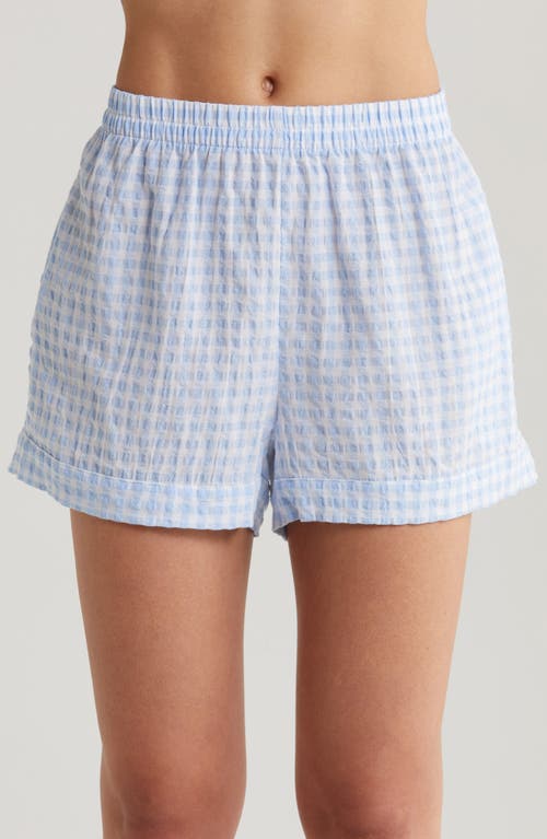 Shop Papinelle Seersucker Short Pajamas In Powder Blue