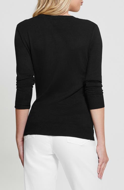 Shop Guess Olive Embellished Logo Sweater In Jet Black