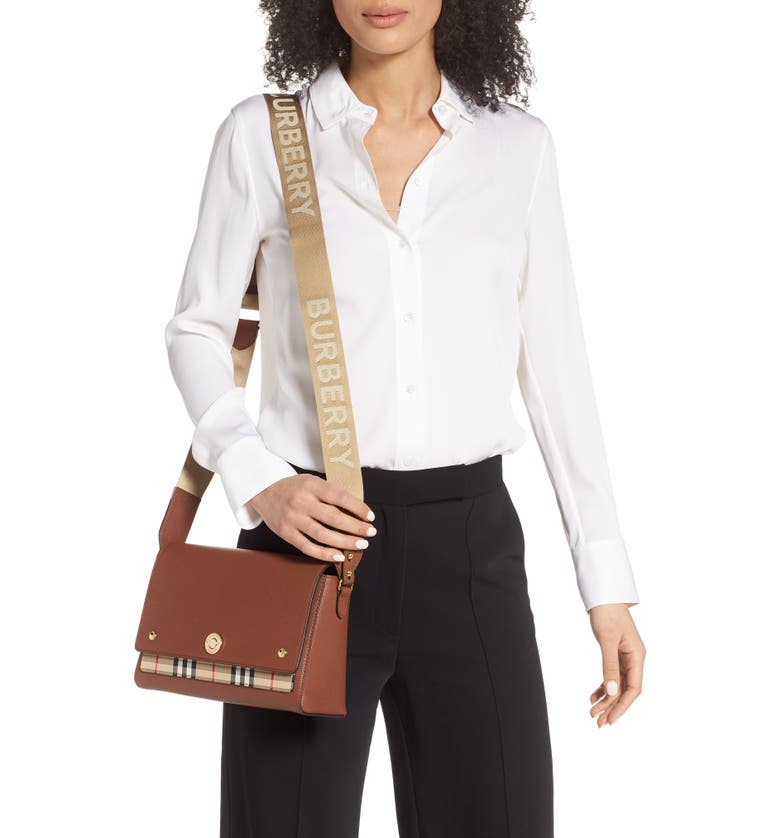 Actualizar 86+ imagen burberry leather and vintage check note crossbody