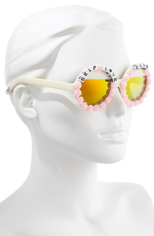 Shop Rad + Refined Self Love Club Round Sunglasses In Pink/orange Mirrored