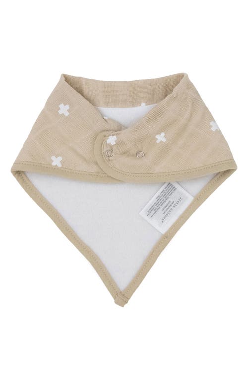 Little Unicorn 4-pack Fleece & Cotton Muslin Bandana Bib In Taupe Cross