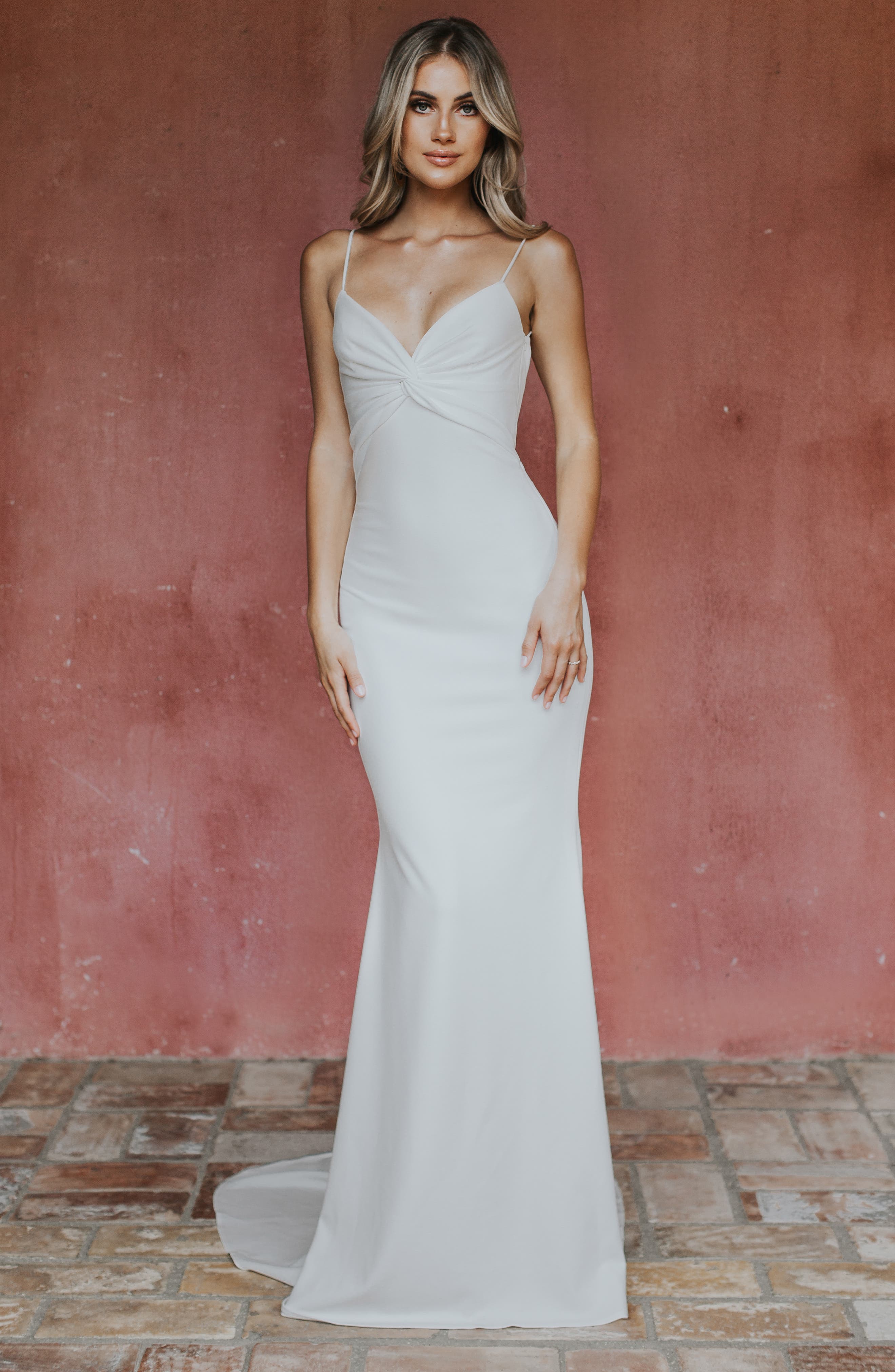 Noel And Jean By Katie May Breathless Twist Bodice Trumpet Gown, White (Nordstrom Exclusive)