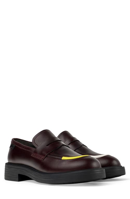 Shop Camper Dean Mismatched Penny Loafers In Burgundy