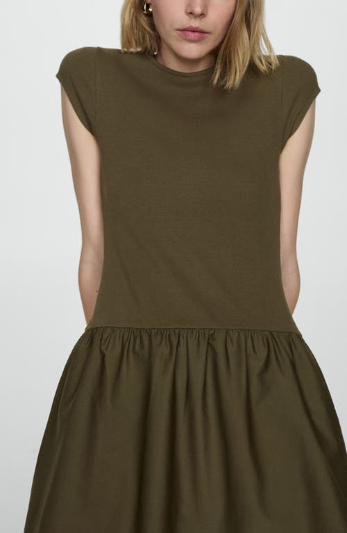 Mango Women's Ruffled Hem Flared Dress In Khaki Green