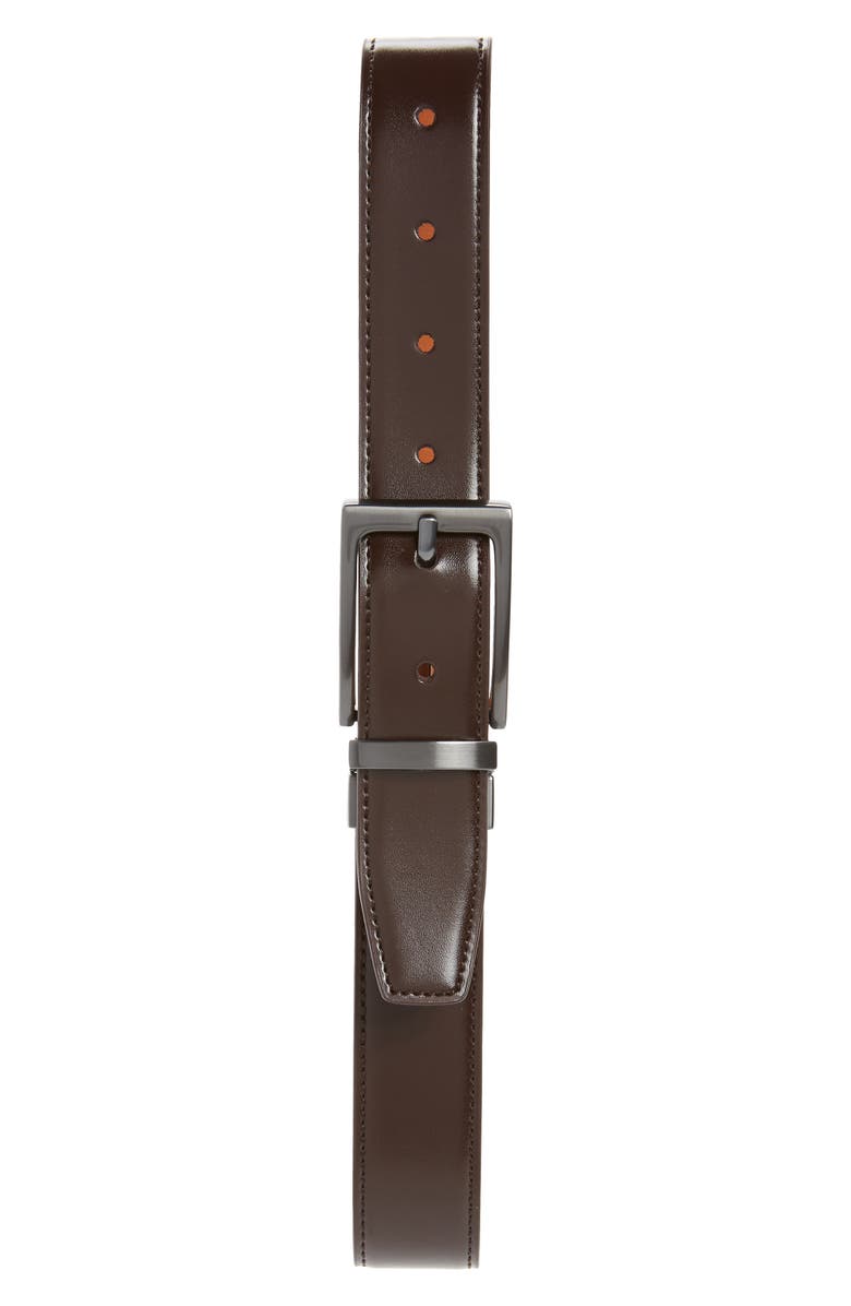 NORDSTROM Reversible Faux Leather Belt, Main, color, BROWN