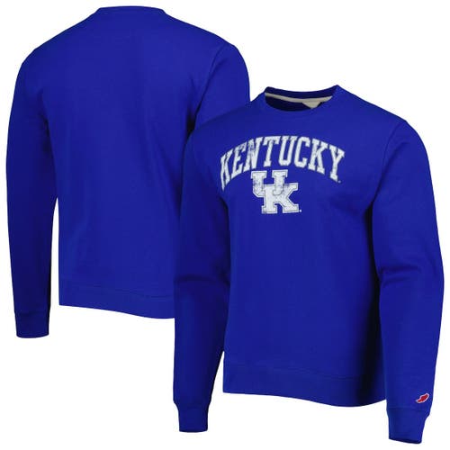 Men's League Collegiate Wear Royal Kentucky Wildcats 1965 Arch Essential Fleece Pullover Sweatshirt