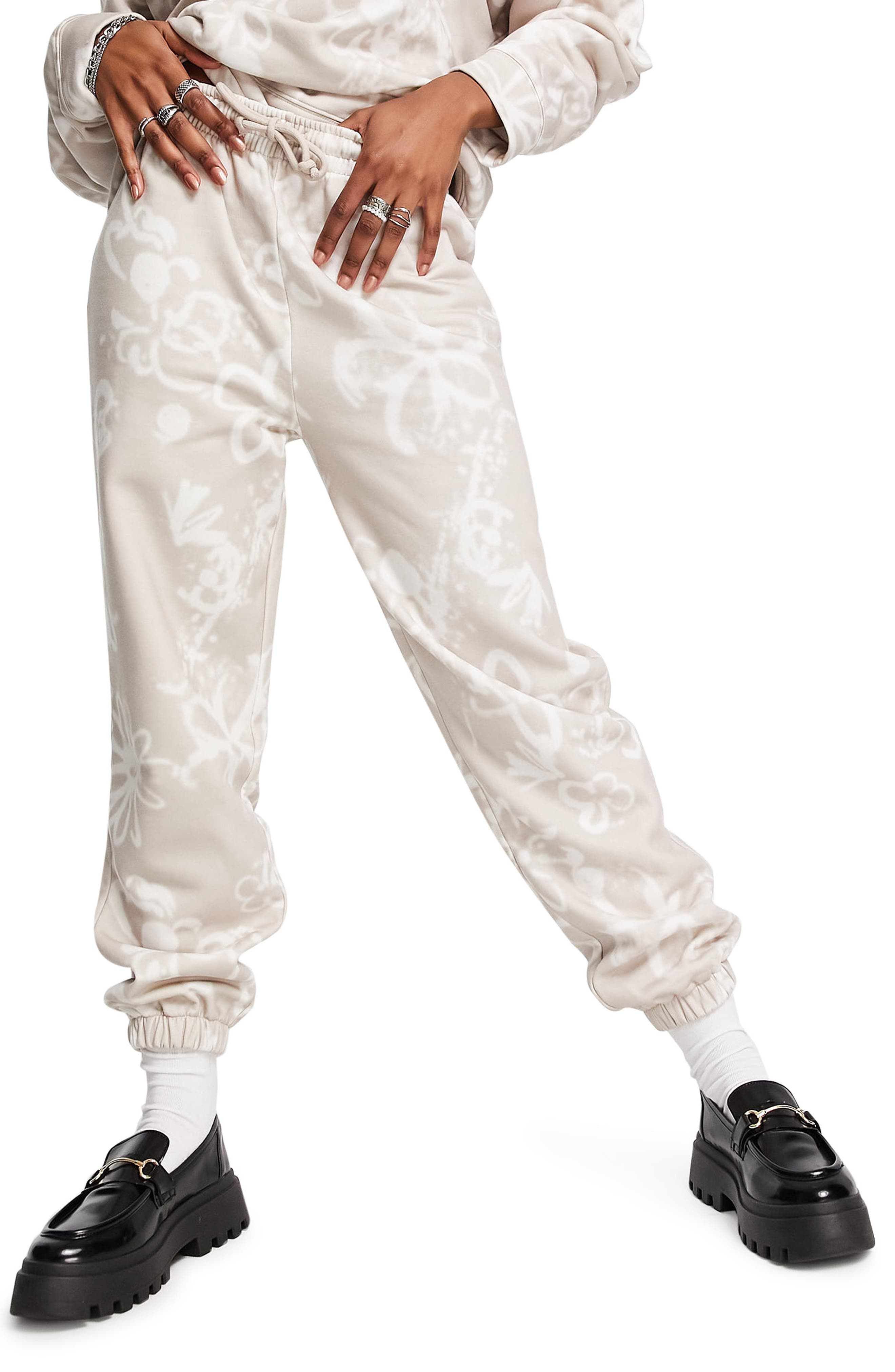 Topshop Floral Graffiti Joggers In 