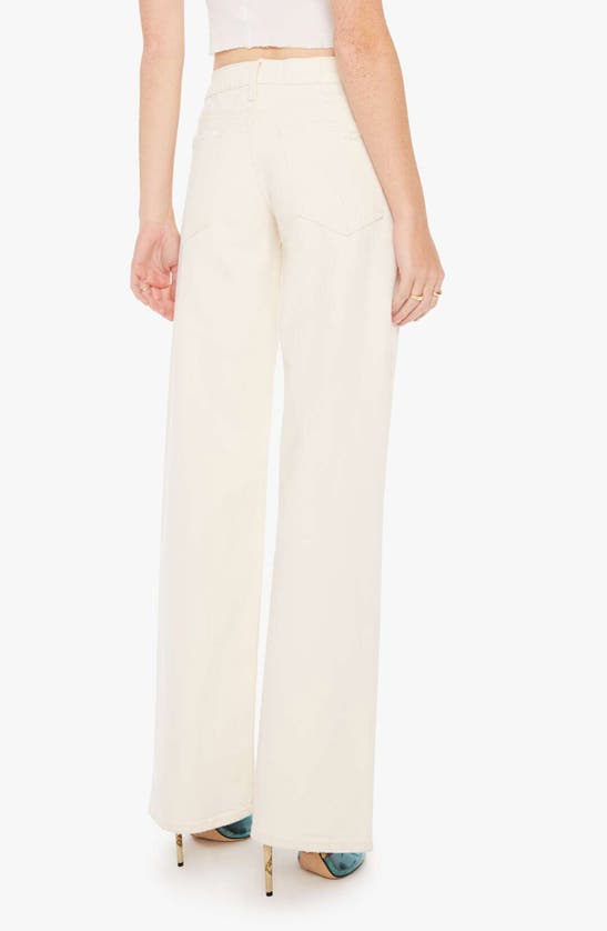 Shop Mother The Down Low Spinner Heel Ripped Low Rise Wide Leg Jeans In Natural Acts