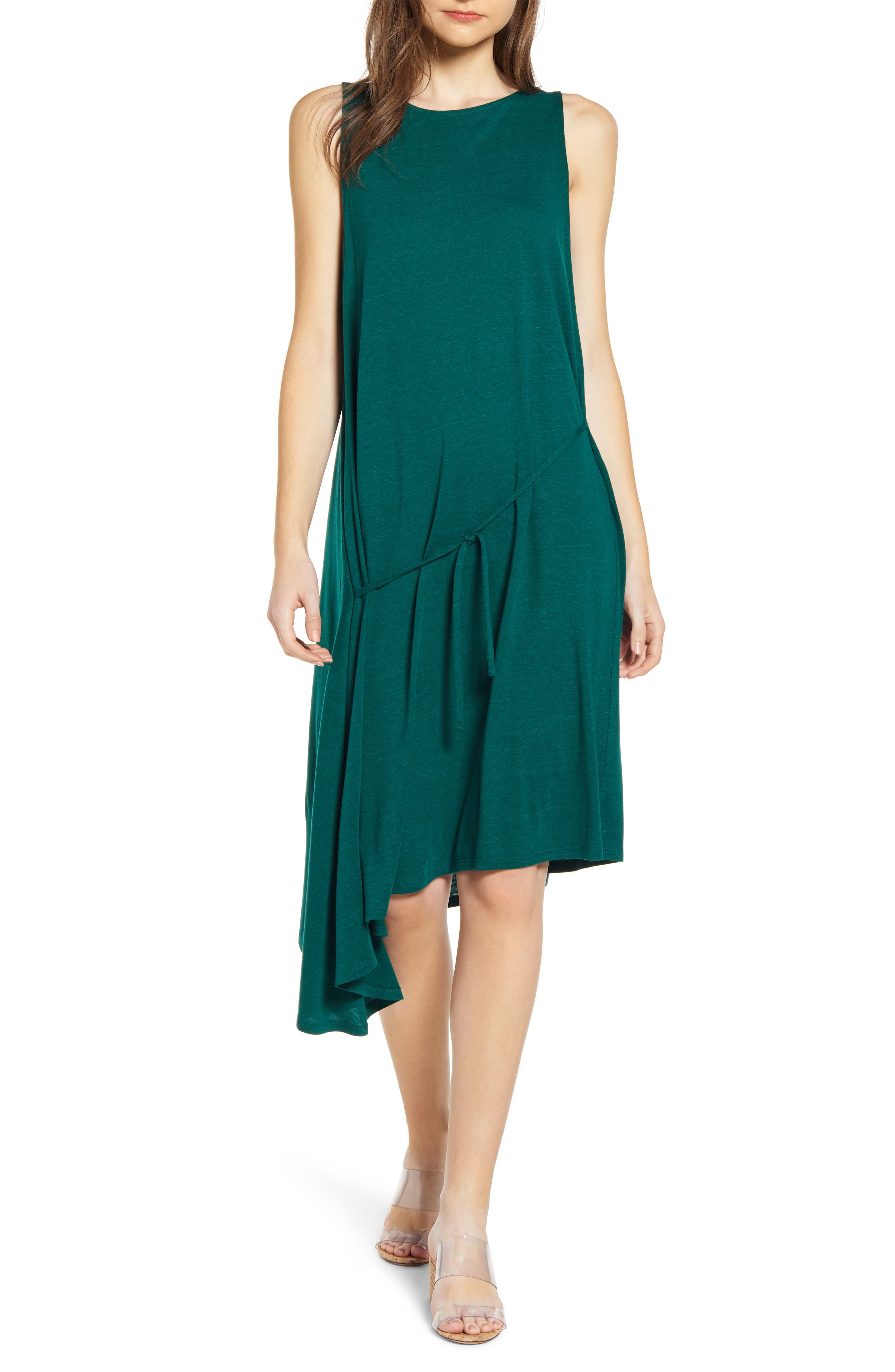 Chelsea28 Asymmetrical Tank Dress, Green