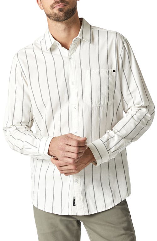 Mavi Jeans Sport Fit Stripe Button-Up Shirt in Antique White