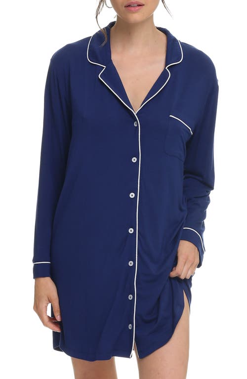 Kate Long Sleeve Nightgown in Navy