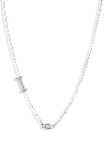 Meshmerise Bezel Diamond Initial Chain Necklace In White-i