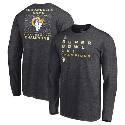 Women's Nike Anthracite Los Angeles Rams Super Bowl LVI Champions Roster  T-Shirt