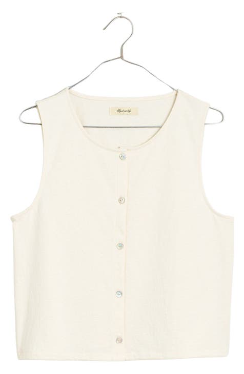 Sunny Style White Loose Knit Mock Neck Side Tie Tank Top