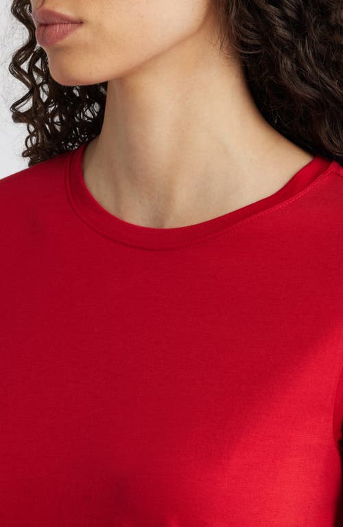 Shop Eileen Fisher Crewneck Organic Cotton Jersey T-shirt In Scarlet