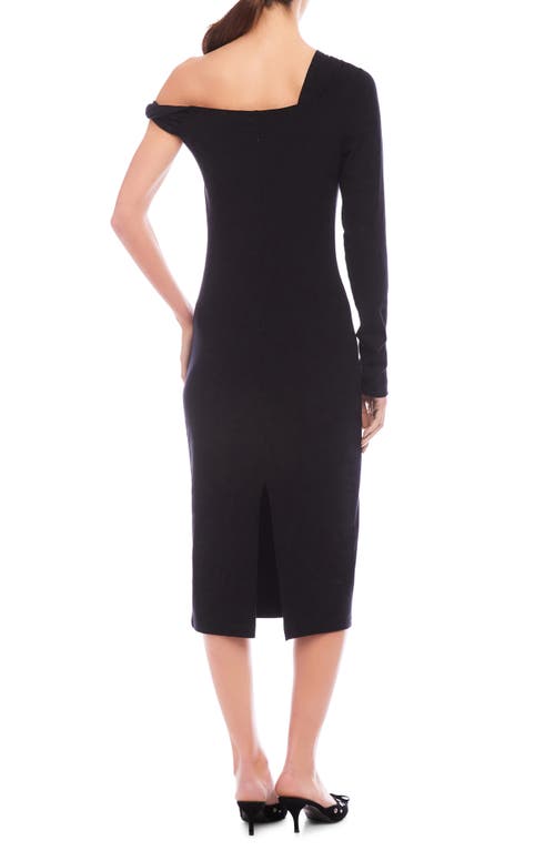 Fifteen Twenty Nadia Asymmetric Neck Midi Dress In Black In Black