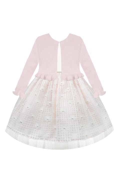 Kids' Imitation Pearl Lace Skirt with Cardigan (Little Kid)