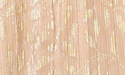 Vince Camuto Metallic Foil Leaf Print Off The Shoulder Top In Gold